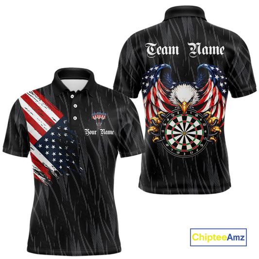 Custom US Flag Eagle Darts Shirt for Men Darts Team Jerseys Dart Tournament Polo & 1/4 Zip NNT111