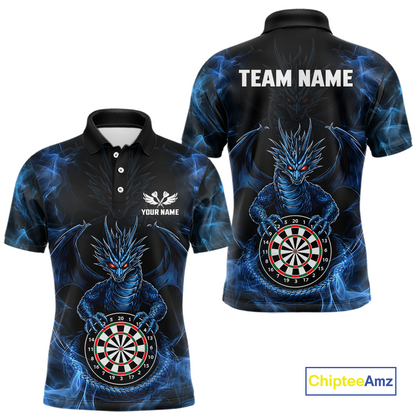 Custom Blue Dragon Darts Board Dart Shirts For Men Darts Team Jerseys Polo & 1/4 Zip NNT121