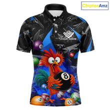 Load image into Gallery viewer, Custom Blue Funny Chicken 8 Ball &amp; 9 Ball Billiard Shirt for Men Billiard Team Jerseys NNT190