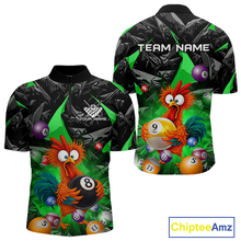 Load image into Gallery viewer, Custom Green Funny Chicken 8 Ball &amp; 9 Ball Billiard Shirt for Men Billiard Team Jerseys NNT190