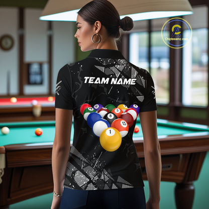 Custom Balls Billiard Shirts for Women Billiard League Billiard Team Shirts Polo & 1/4 Zip NNT104