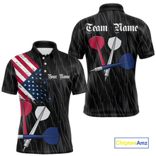 Load image into Gallery viewer, Custom American Flag Dart Shirts For Men Dart Board Shirts Polo &amp; 1/4 Zip Dart Jersey Team NNT126