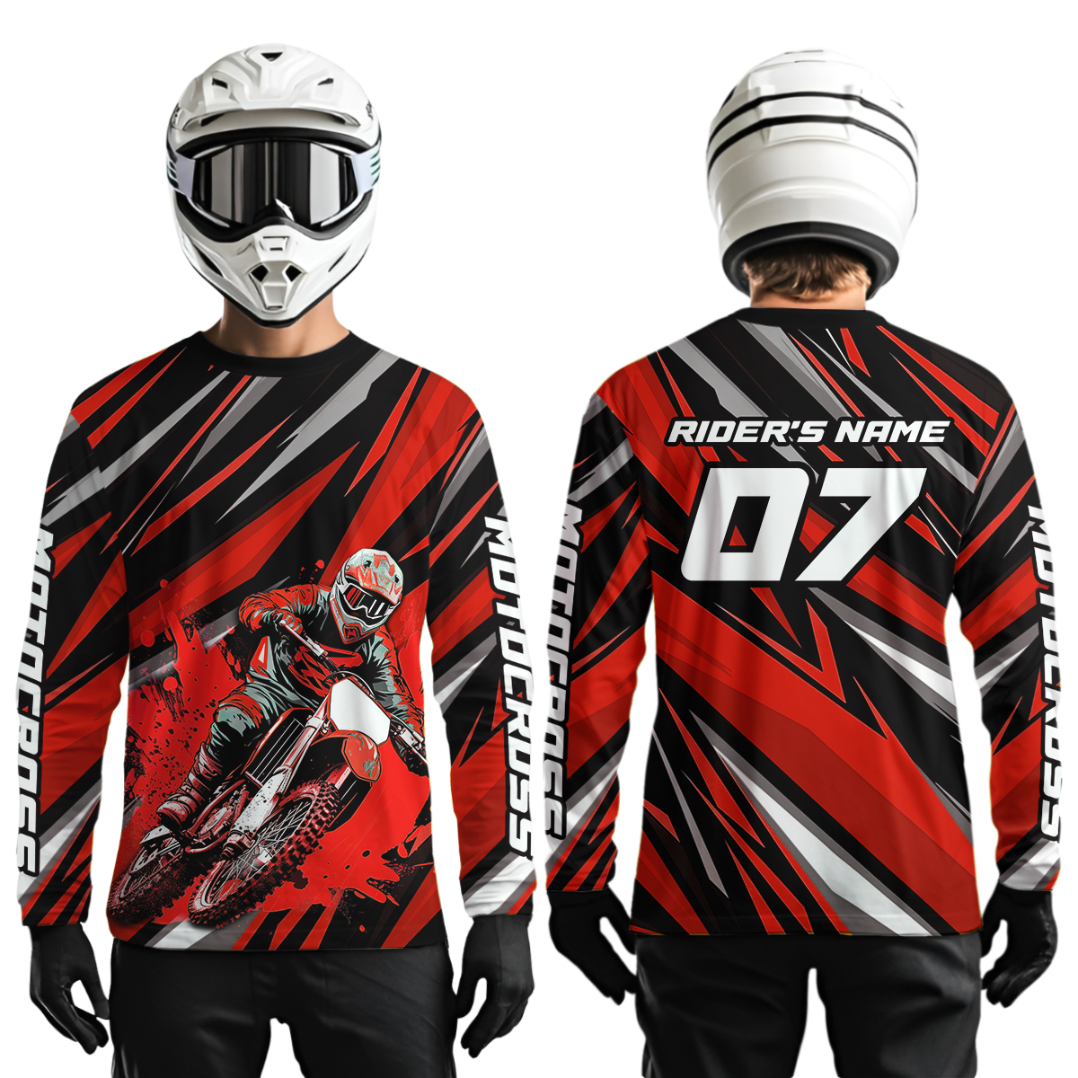 Custom Red Youth Motocross Jersey Racing for Kid Men Women MX Dirt Bike Shirts UPF30+ DNT47