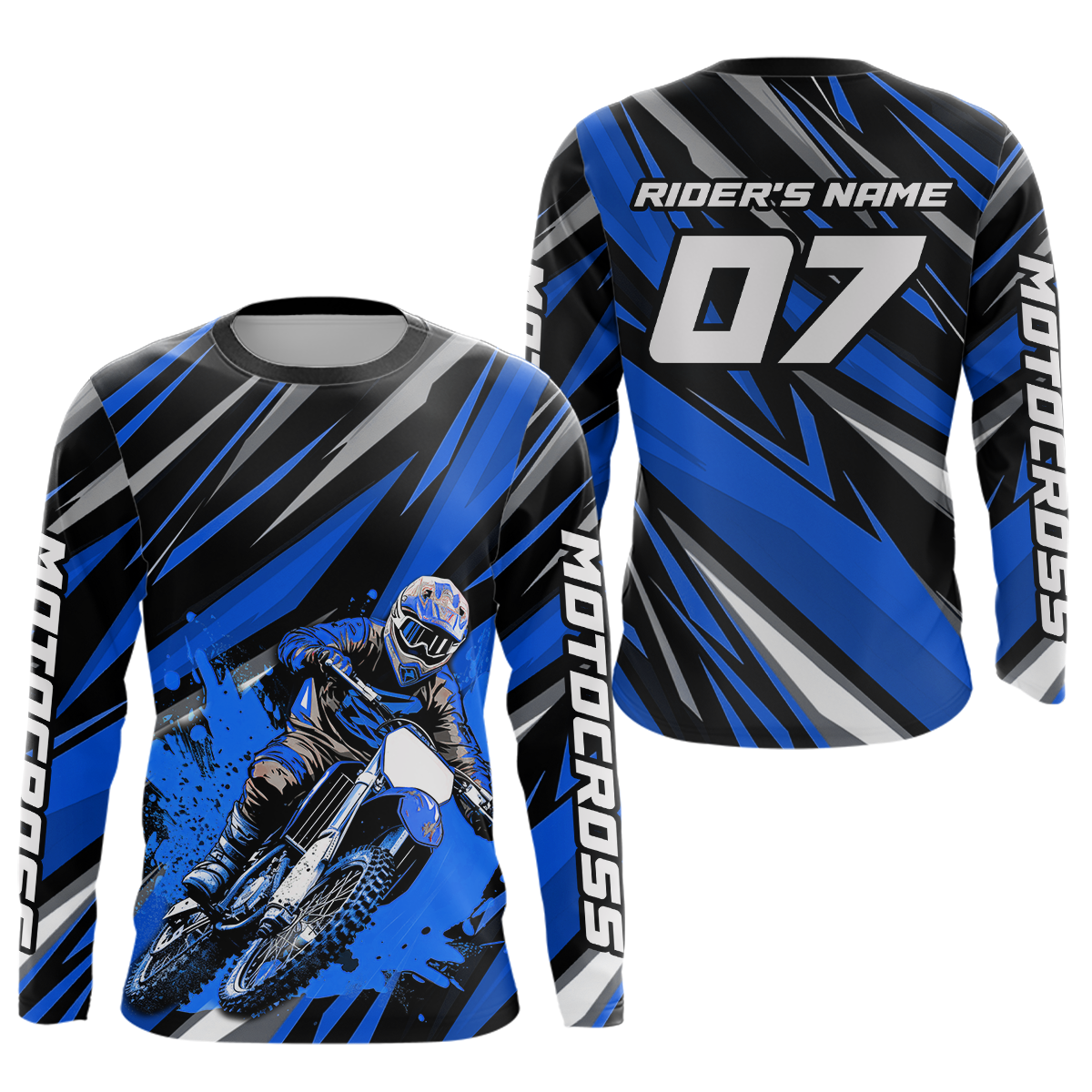 Custom Blue Youth Motocross Jersey Racing for Kid Men Women MX Dirt Bike Shirts UPF30+ DNT47