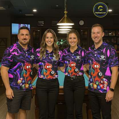 Custom Purple Chicken 8 Ball Billiard Shirt for Men Billiard Jerseys Team Billiard League NNT197