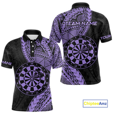 Load image into Gallery viewer, Custom Purple Tribal Dart Shirts for Men Dart Team Jersey Dartboard Gifts Polo &amp; 1/4 Zip NNT163