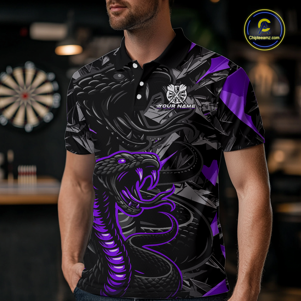 Purple Custom Cobra Snake Dart Shirts for Men Dart Team Jersey Dartboard Gifts Polo & 1/4 Zip NNT162