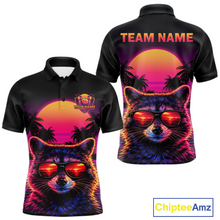 Load image into Gallery viewer, Custom Funny Raccoon Retro Sunset Bowling Jersey for Men Bowling Uniform Bowling Team Shirts HNT280