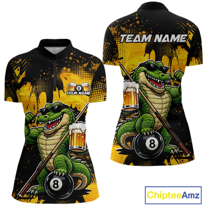 Custom Beer Alligator 8 Ball Pool Shirts Billiard Shirt for Women Billiard Team Jersey Billiard League NNT182