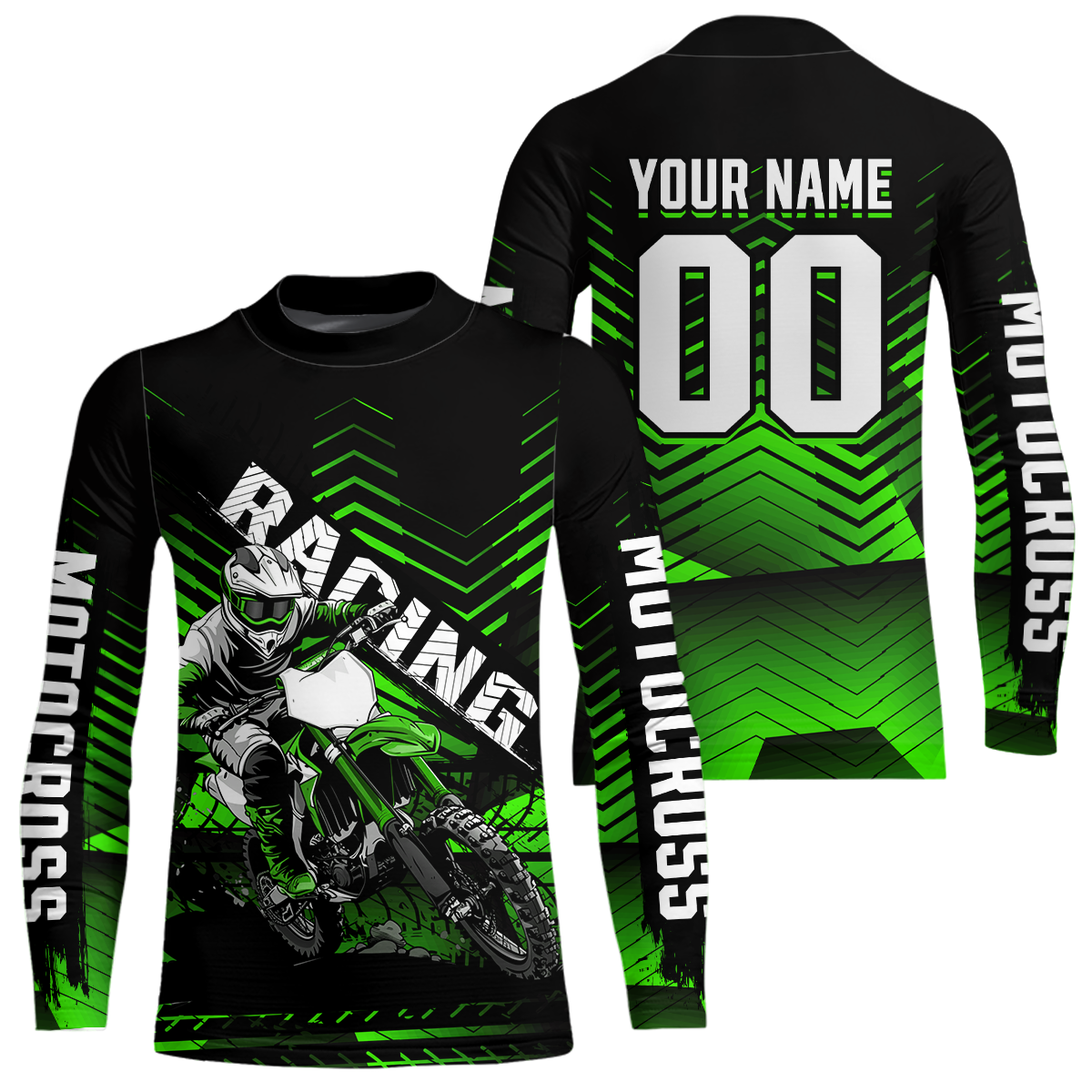 Custom Green Motocross Jersey Racing for Kid Men Women MX Dirt Bike Shirts UPF30+ DNT46