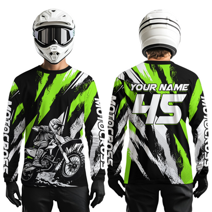 Green Youth Motocross Shirts MX Racing Custom Dirt Bike Shirts Kid Men Women UPF30+ DNT33