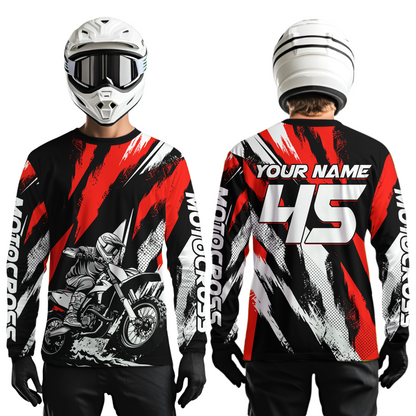 Red Youth Motocross Shirts MX Racing Custom Dirt Bike Shirts Kid Men Women UPF30+ DNT33
