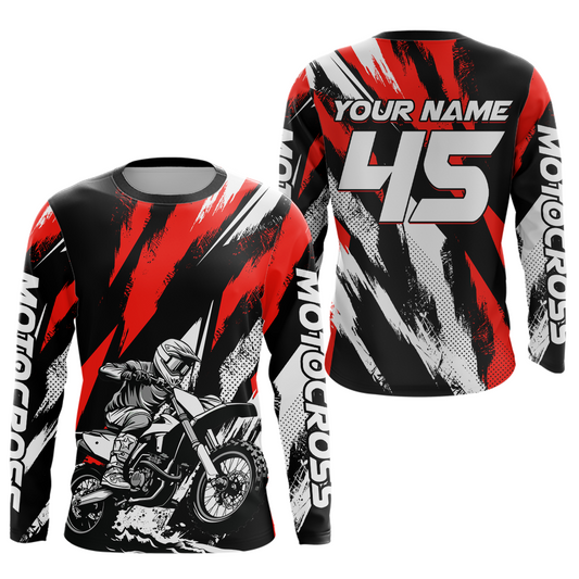 Red Youth Motocross Shirts MX Racing Custom Dirt Bike Shirts Kid Men Women UPF30+ DNT33