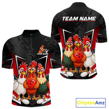 Load image into Gallery viewer, Red Funny Three Chicken Bowling Jersey for Men Bowling League Bowling Team Shirts HN287