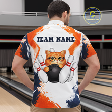 Load image into Gallery viewer, Custom Funny Cat Bowling Jersey for Men Bowling Team Shirts Bowling League Polo &amp; 1/4 Zip HNT186