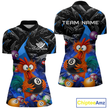 Load image into Gallery viewer, Custom Funny Blue Chicken 8 Ball Pool Billiard Shirt for Women Polo &amp; 1/4 Zip, Billiard Team Jerseys NNT148