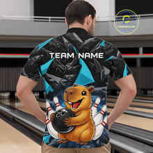 Load image into Gallery viewer, Custom Turquoise Capybara Bowling Jersey for Men Bowling Team Shirts Bowling Polo &amp; 1/4 Zip HNT255