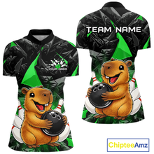 Load image into Gallery viewer, Custom Green Capybara Bowling Jersey for Women Bowling Team Shirts Bowling Polo &amp; 1/4 Zip HNT255