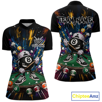 Custom Funny 8 Ball Pool Shirts Billiard Shirt for Women Billiard Team Jersey Billiard League NNT183