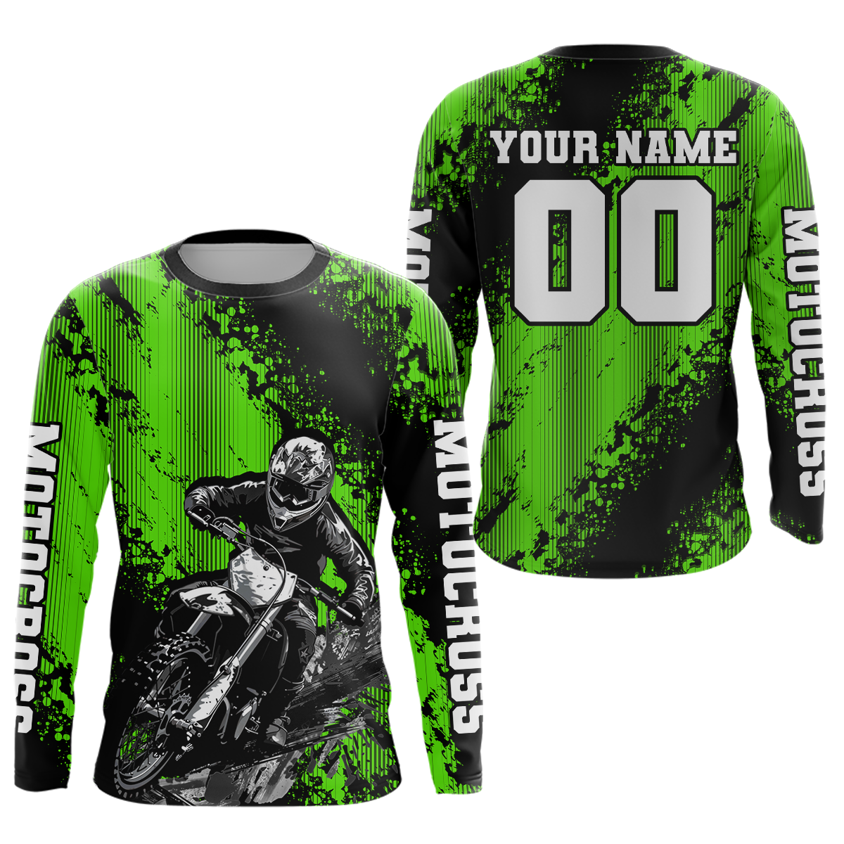 Custom Green MX Off Road Racing Shirts Kid Men Women Youth Motocross Shirts UPF30+ DNT36