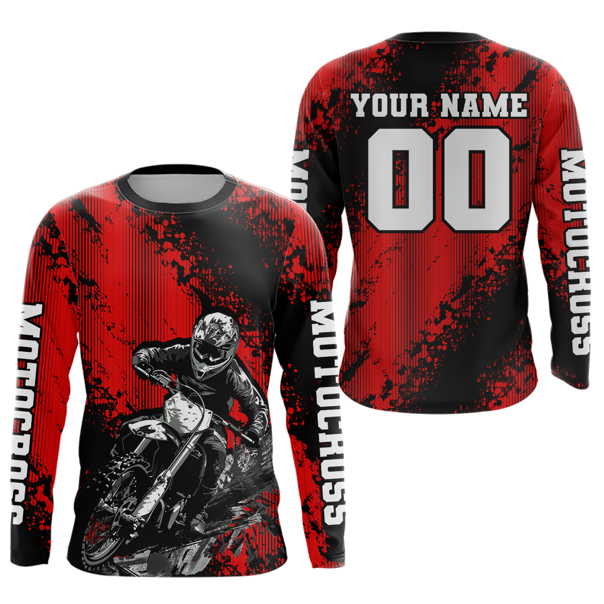 Custom Red MX Off Road Racing Shirts Kid Men Women Youth Motocross Shirts UPF30+ DNT36