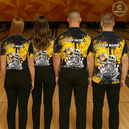 Custom Beer Funny Skeleton Bowling Team Shirts Bowling Jersey for Women Bowling League HNT464
