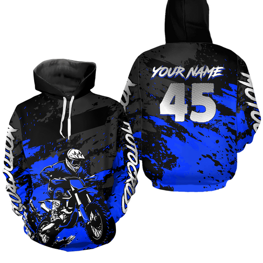Custom Blue Youth Motocross Hoodie Jersey Kid Men Women Dirt Bike Motorcycle Hoodie HOT35