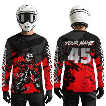 Red Youth MX Motocross Jersey Custom Motocycle Shirts Men Women Kid Motocross Shirt UPF30+ DNT40
