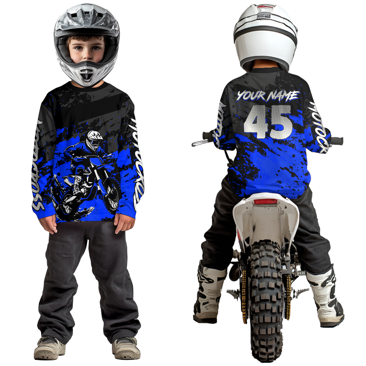 Blue Youth MX Motocross Jersey Custom Motocycle Shirts Men Women Kid Motocross Shirt UPF30+ DNT40