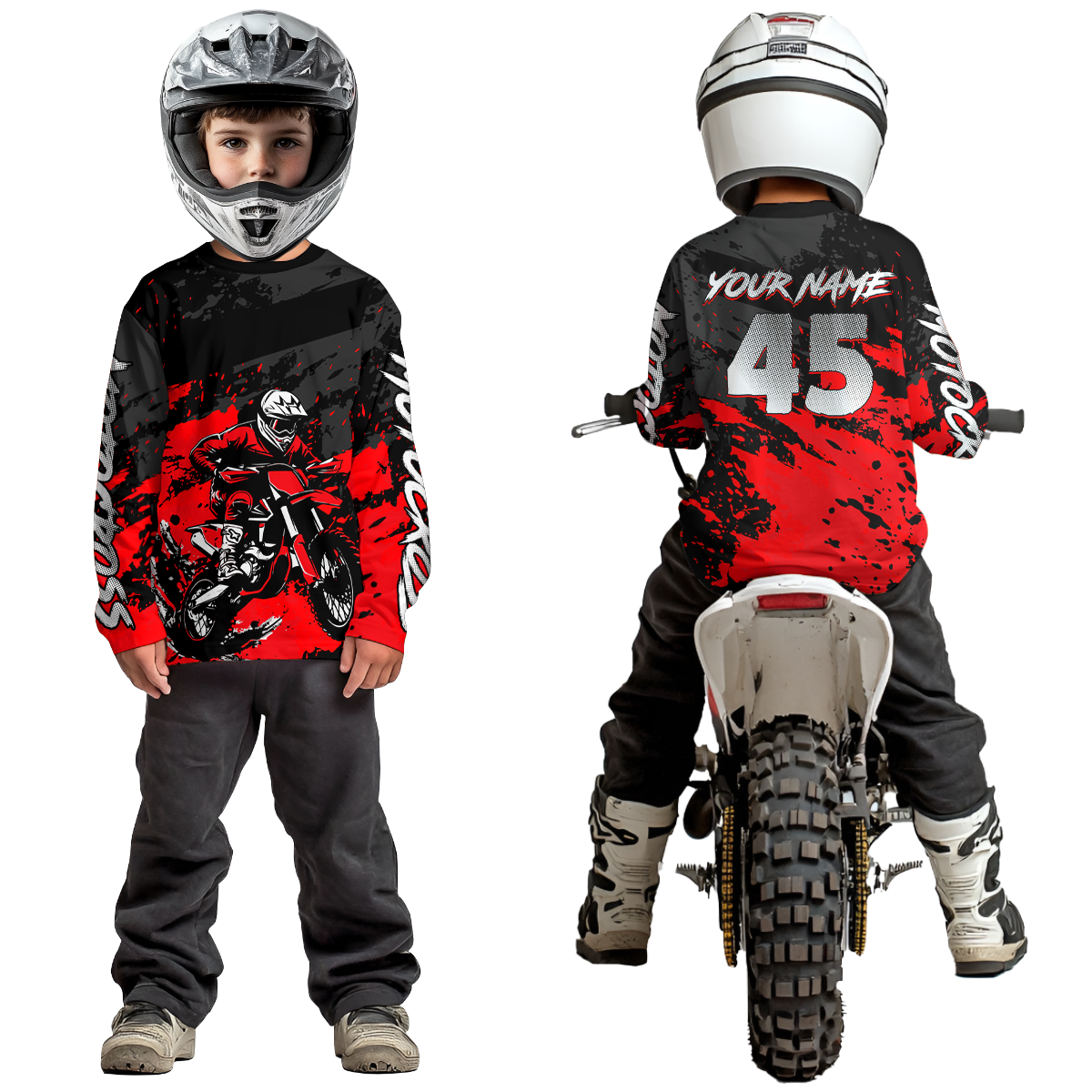 Red Youth MX Motocross Jersey Custom Motocycle Shirts Men Women Kid Motocross Shirt UPF30+ DNT40