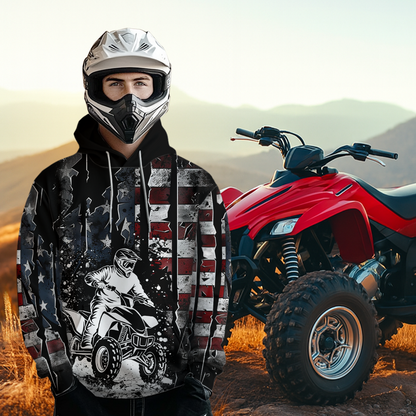 Custom US Flag Motocross Hoodie ATV Off-Road Quad Bike Hoodie for Men Women HOT25