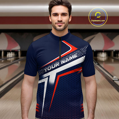 Custom Bowling Jersey for Men Bowling Team Shirts Bowling League Uniform Polo & 1/4 Zip HNT171