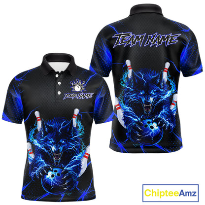 Custom Thunder Wolf Bowling Jersey for Men Bowling Uniform Polo &1/4 Zip Bowling Team Shirts HNT250