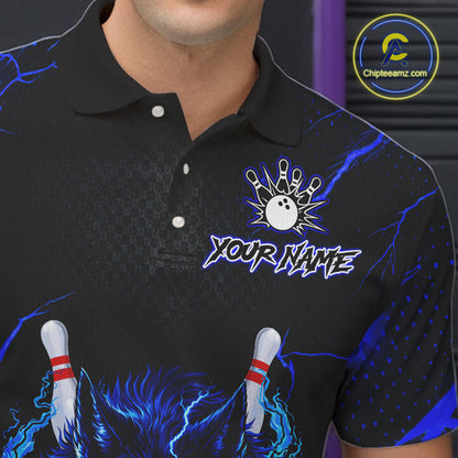 Custom Thunder Wolf Bowling Jersey for Men Bowling Uniform Polo &1/4 Zip Bowling Team Shirts HNT250