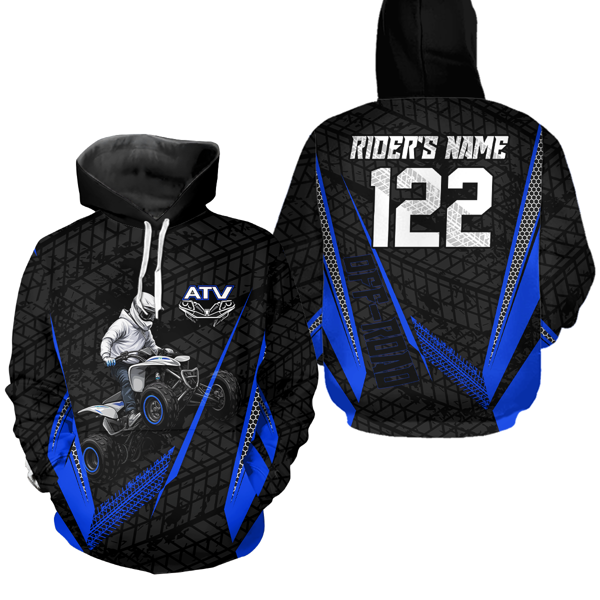 Blue Atv Motocross Hoodie For Adult&Kid Upf30+ Pink Quad Bike Shirt Off-Road Atv Mx Racing NHN013