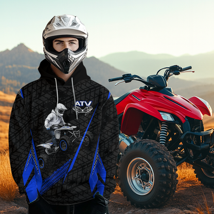 Blue Atv Motocross Hoodie For Adult&Kid Upf30+ Pink Quad Bike Shirt Off-Road Atv Mx Racing NHN013