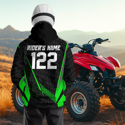 Green Atv Motocross Hoodie For Adult&Kid Upf30+ Pink Quad Bike Shirt Off-Road Atv Mx Racing NHN013