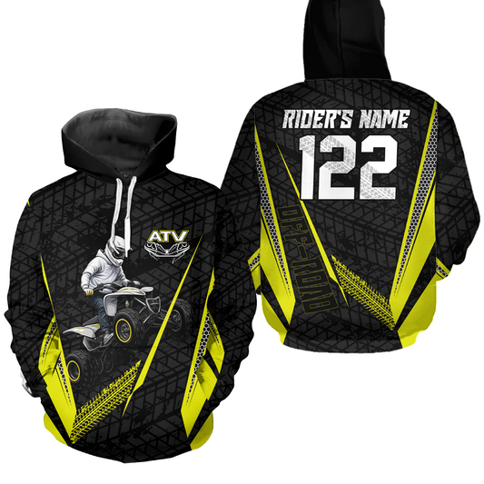 Yellow Atv Motocross Hoodie For Adult&Kid Upf30+ Pink Quad Bike Shirt Off-Road Atv Mx Racing NHN013