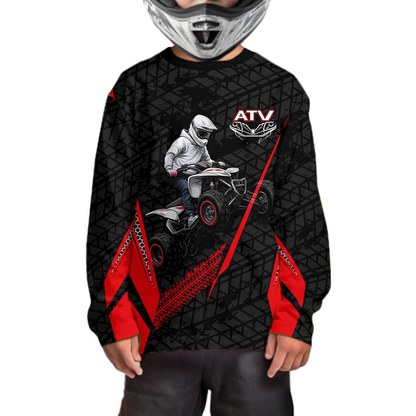 Personalized ATV Motocross Jersey For Adult & Kids UPF30+ Red Quad Bike Shirt Off-Road ATV MX Racing NHN013