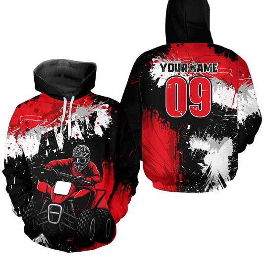 Red ATV Motocross Hoodie Personalized Upf30+ Adult&Kid Quad Bike Shirt Atv Mx Off-Road Extreme NHN003