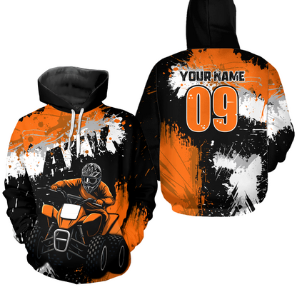 Orange ATV Motocross Hoodie Personalized Upf30+ Adult&Kid Quad Bike Shirt Atv Mx Off-Road Extreme NHN003