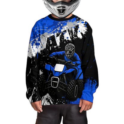 Blue ATV Motocross Jersey Personalized UPF30+ Adult&Kid Quad Bike Shirt Atv Mx Off-Road Dirt Bike NHN003