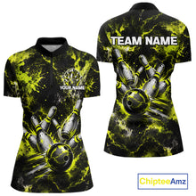 Load image into Gallery viewer, Neon Yellow Women’s Bowling Shirt Custom Bowling Team Jersey Polo &amp; Quarter Zip TTN130