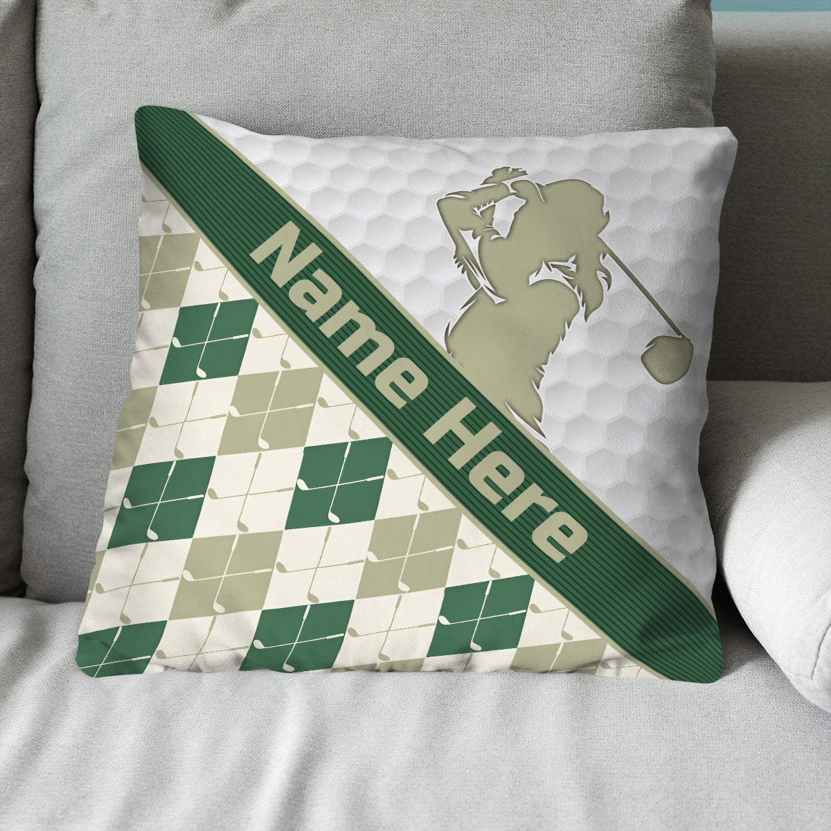 Customized Argyle Golf Pattern, Personalized Golf Decorative Pillows YYD0005