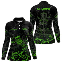 Load image into Gallery viewer, Colors Camo Black Womens Disc Golf Polo Shirt Custom Disc Golf Basket Tree Personalized Golf Gift TY2