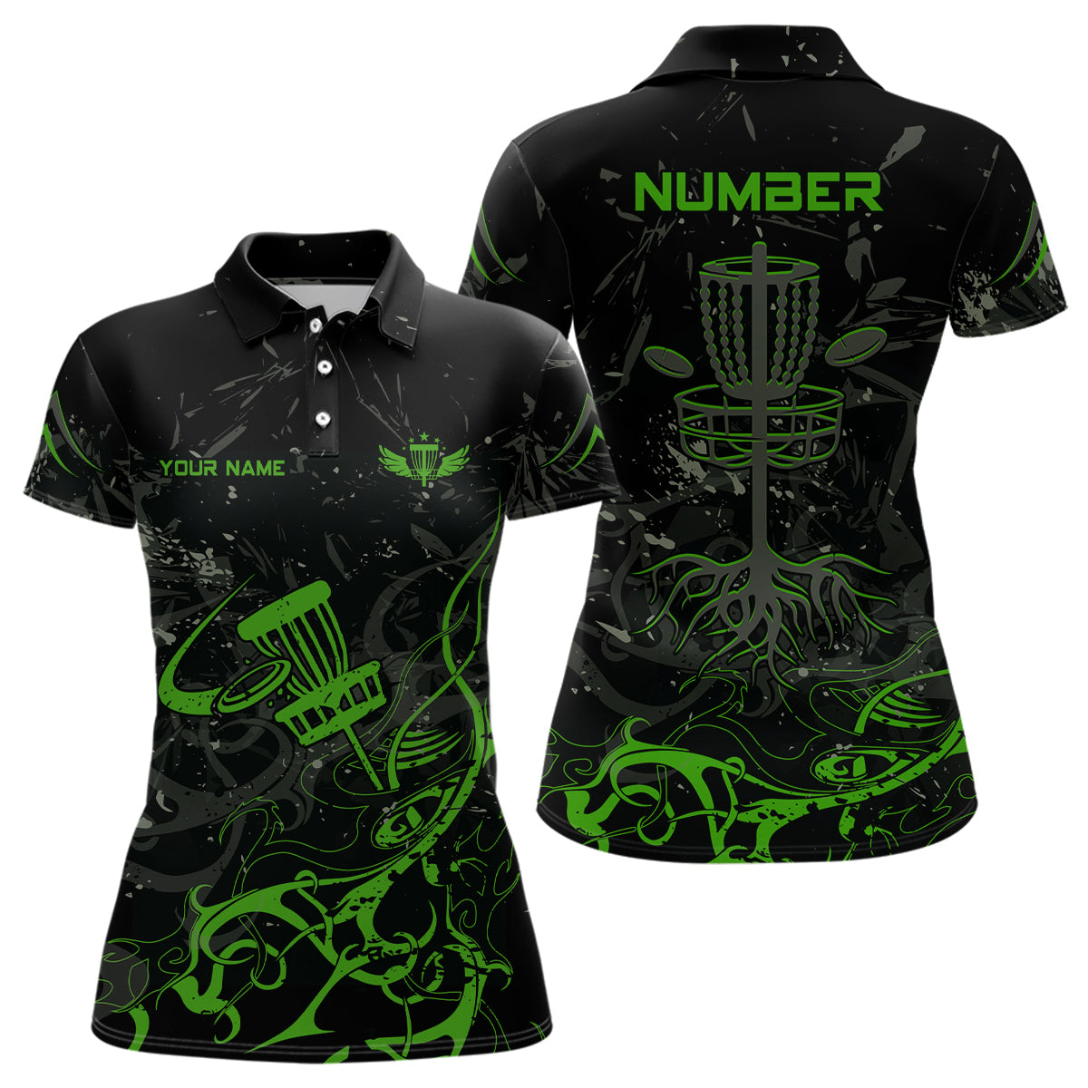 Colors Camo Black Womens Disc Golf Polo Shirt Custom Disc Golf Basket Tree Personalized Golf Gift TY2