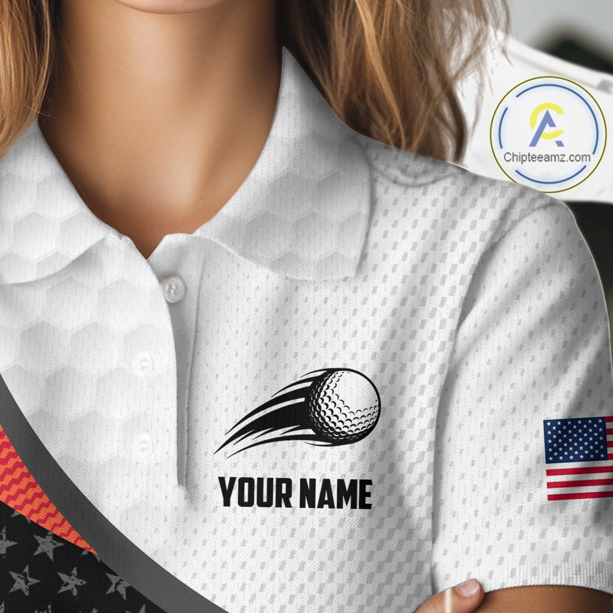 American Flag Golf Polo Shirts For Womens Custom Name, Patriotic Golf Gifts YYD0020