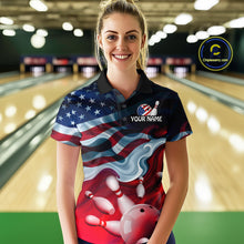 Load image into Gallery viewer, Personalized American Flag Bowling Shirt for Mens Custom Bowling Pattern Team Jersey Shirt YYD0021