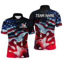 Load image into Gallery viewer, Personalized American Flag Bowling Shirt for Womens Custom Bowling Pattern Team Jersey Shirt YYD0021