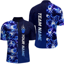 Load image into Gallery viewer, Bowling Quarter Zip Shirts For Men Custom Name Bowling Flame Lightning Team Jersey Shirt YYD0030